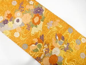 佐賀錦　流水に鴛鴦・花筏模様織り出し袋帯